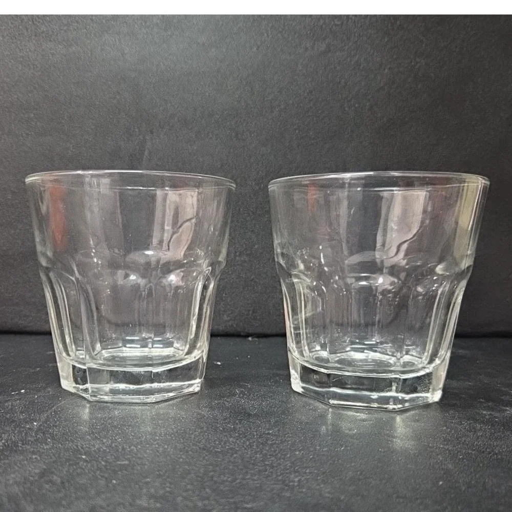 Libbey Duratuff Clear Paneled Juice Glasses, Set of 2, Vintage Clear Drinkware‎